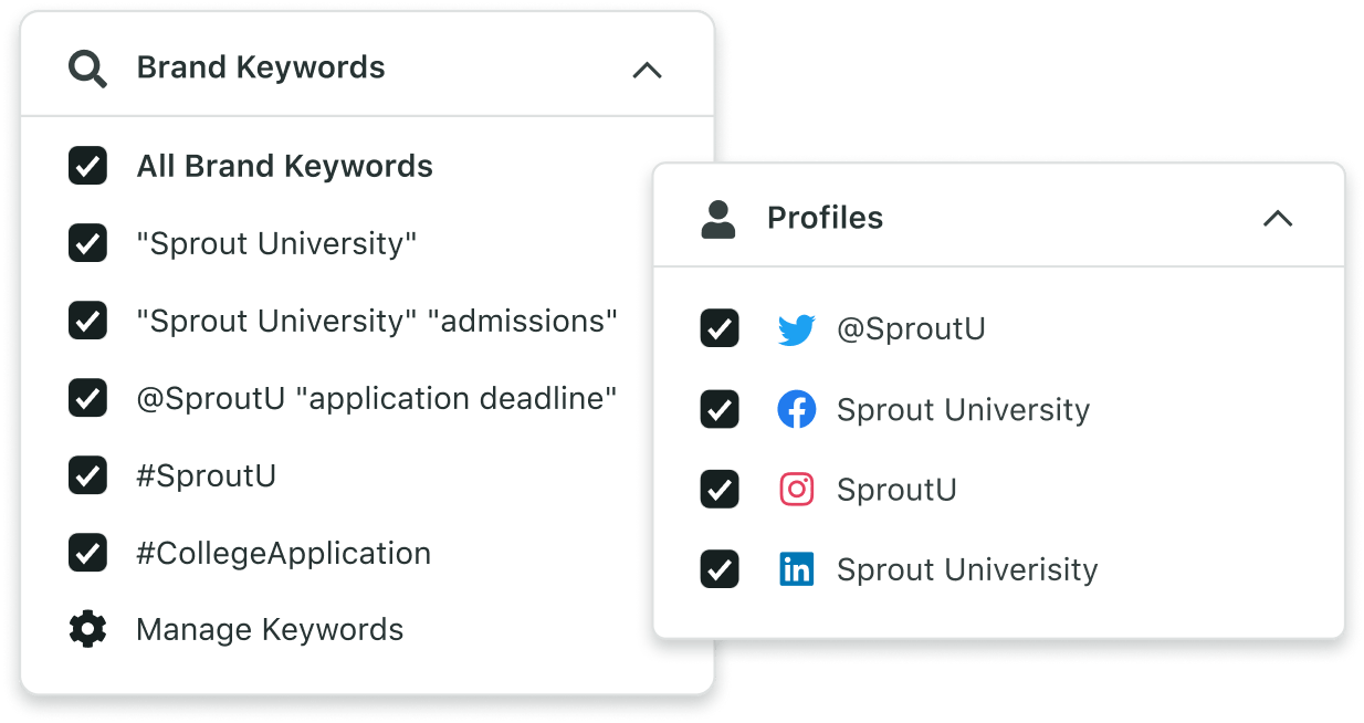 Brand Keywords use custom Twitter searches to surface relevant social conversations right in the Smart Inbox.